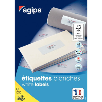 Boîte de 6500 étiquettes multi-usages blanches 38x21,2mm