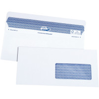 Boîte de 100 enveloppes blanches DL+ 112x225 90g/m² fenêtre 45x100 SECURE autocollante 