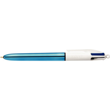 Stylo bille Bic 4 Colours Shine bleu métallisé