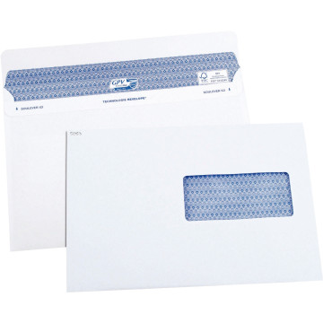 Boîte de 100 enveloppes blanches C5 162x229 90g/m² fenêtre 45x100 SECURE autocollante