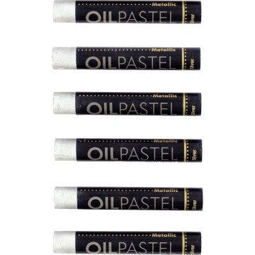 Boite de 6 pastels huile argent 11 mm