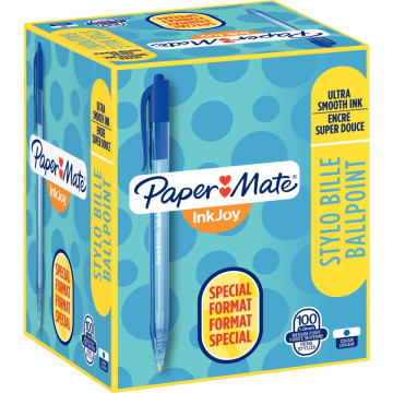 Boîte de 100 stylos inkjoy 100RT bleu dont 20 gratuits