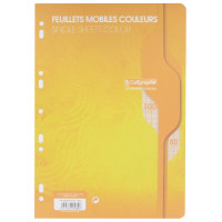 Sachet de 50 feuillets mobiles (100 pages) format 21x29,7cm séyès 80g coloris jaune 