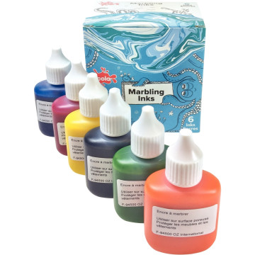 Kit de marbling 6 flacons 25ml, couleurs classiques