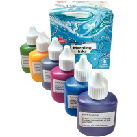 Kit de marbling 6 flacons 25ml, couleurs métalliques 