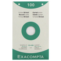 Boîte de 100 fiches bristol perforées carte forte 205 g blanc quadrillé 5x5 format 12,5 x 20 cm 