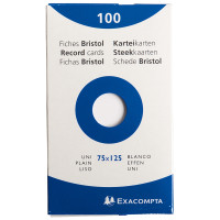 Boîte de 100 fiches bristol non perforées carte forte 205 g uni blanc 7,5 x 12,5 cm 