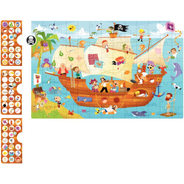 Puzzle d'observation 104 pièces, le bateau pirate