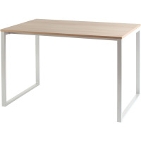 Bureau modulable plateau chêne/piètement blanc 