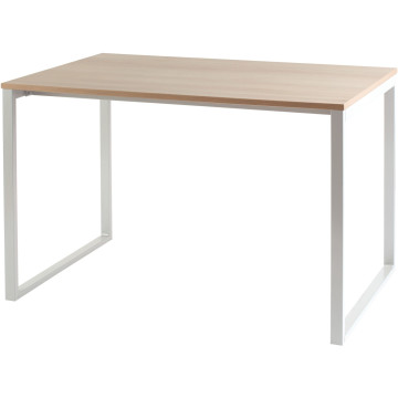 Bureau modulable plateau chêne/piètement blanc