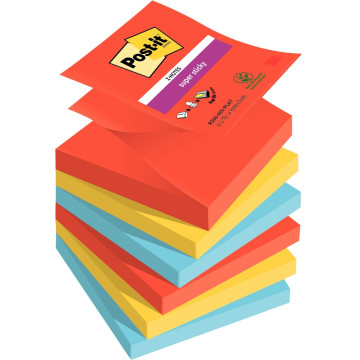 Lot de 6 blocs Z notes sticky post it 90 feuilles 76x76mm collection playful