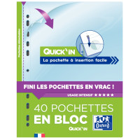 Bloc de 40 pochettes perforées A4 en polypropylène 9/100ème 