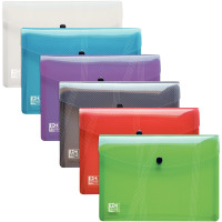 Paquet de 5 enveloppes extensibles OXFORD HAWAÏ en polypropylène translucide, pour format A4, coloris assortis 