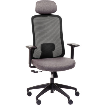 Siège Strarkle avec têtière structure noire/assise et résille gris/carter et support dorsal noir