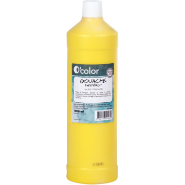 Flacon 1 litre de gouache liquide économique O'COLOR jaune primaire