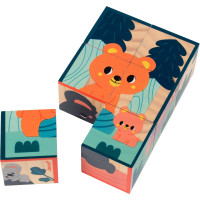 Boite de 6 puzzles cubes en bois, les animaux menacés 