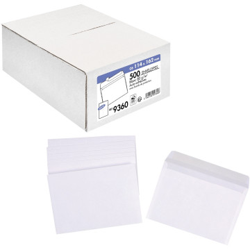 Boite 500 enveloppes blanches C6 114x162 80g/m² bande de protection