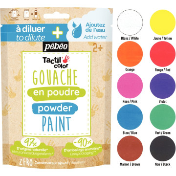 Lot de 10 sachets 180g de gouache en poudre 2 en 1 Tactilcolor