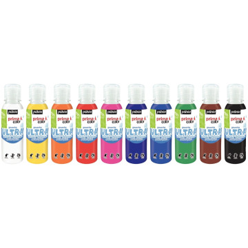 Lot de 10 flacons 150 ml de gouache liquide ultra lavable Primacolor