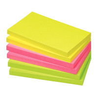 Lot de 6 blocs de notes repositionnables de 80 feuilles 75 x 125 mm couleurs vives assorties 