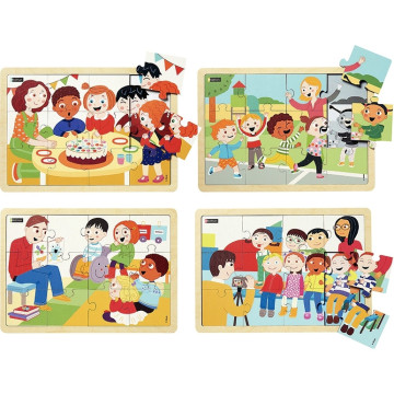 Lot de 4 puzzles, les bons moments à l'école