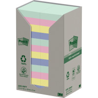 Tour distributrice de 24 blocs de 100 feuilles post-it recyclées et repositionnables 38x51 mm collection nature 