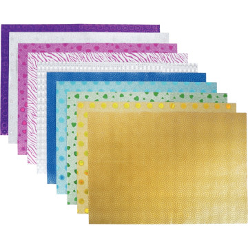 Pochette de 10 feuilles pailletées holographiques adhesives A4