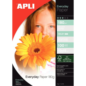 Pochette de 100 feuilles papier photo Everyday APLI 10x15cm brillant 180g