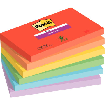 Paquet de 6 blocs notes super sticky post-it  90 feuilles 76x127 collection playful