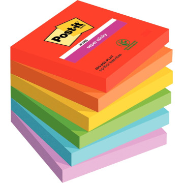 Paquet de 6 blocs notes sticky post-it  90 feuilles 76x76mm collection playful