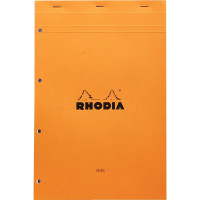 Bloc de bureau RHODIA 80 feuilles perforées, format A4+, réglure seyès, papier blanc 80g 