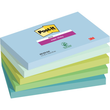 Lot de 5 blocs de 90 feuilles Notes Super Sticky post-it, 76x127mm collection oasis