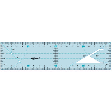 Règle équerre 2 en 1 en polypropylène 20cm