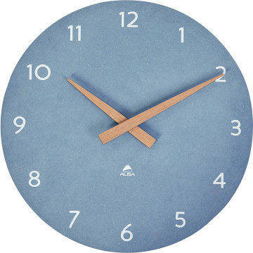 Horloge diamètre 30cm Milena bleu et bois