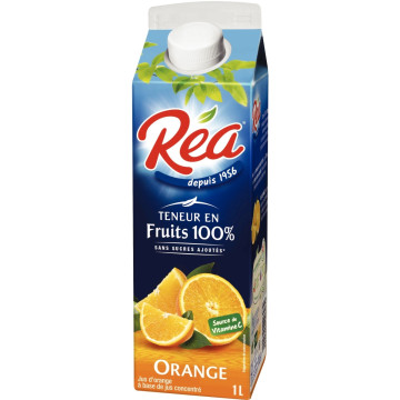 Bouteille brique jus d'orange REA 1L