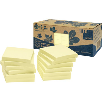 Paquet de 12 bloc de 100 feuilles Z-Note recyclées 75x75mm jaune