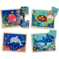 Lot de 4 puzzles les animaux de la mer 