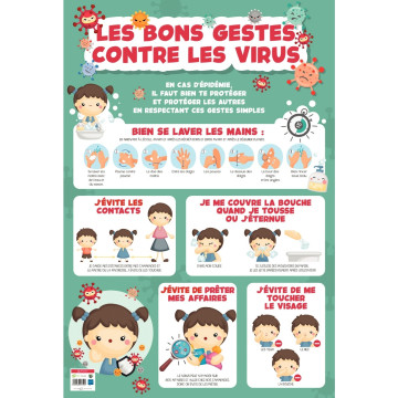 Poster PVC 76x52 cm les gestes barrières