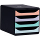 Module 4 tiroirs bigbox noir/pastel