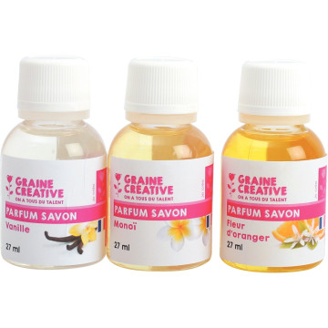 Lot de 3 flacons 27ml de parfums pour savon, assortiment n°2