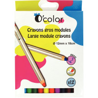 Boîte de 12 crayons de couleurs gros module 8mm 