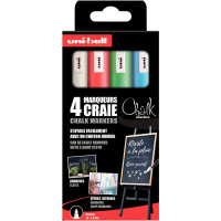 Boîte de 4 marqueurs craie Chalk assortis blanc, vert fluo, rouge et bleu clair 