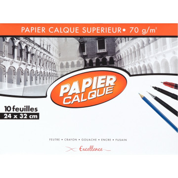 Paquet de 10 feuilles calque 70g 24x32 transparent