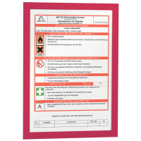 Sac de 2 cadres d'affichage A4 adhésif repositionnable avec contour magnétique rouge 