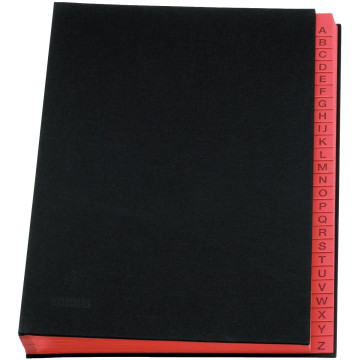 Trieur alphabétique en toile 25 compartiments coloris noir