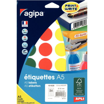 Etui de 168 pastilles de couleur diamètre 30mm coloris assortis