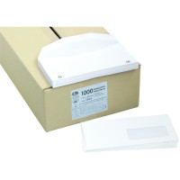 Boîte de 1000 enveloppes blanches 114x229 80g/m² fenêtre 45x100 de mise sous pli automatique gommées 