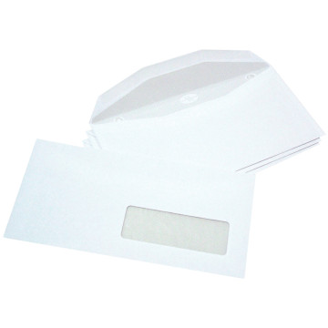 Boîte de 1000 enveloppes blanches 114x229 80g/m² fenêtre 35x100 de mise sous pli automatique gommées