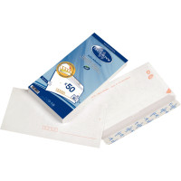 Paquet de 50 enveloppes blanches précasées DL 110x220 80g/m² bande de protection 