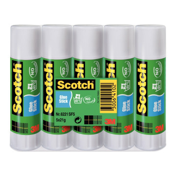 Lot de 5 bâtons de colle Scotch 21G, colle blanche